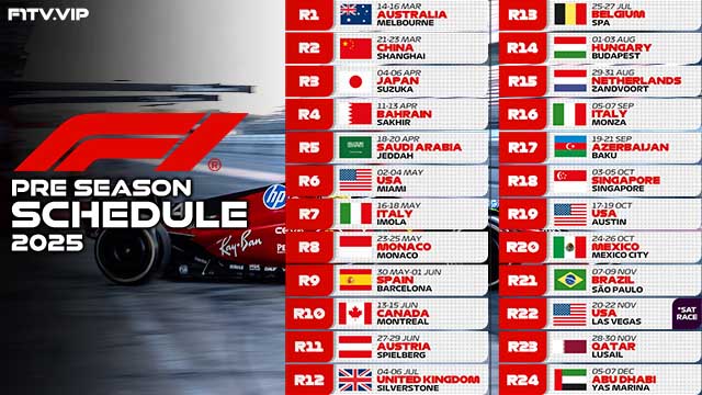 F1 Pre Season Testing - F1 2025 Pre Season Schedule